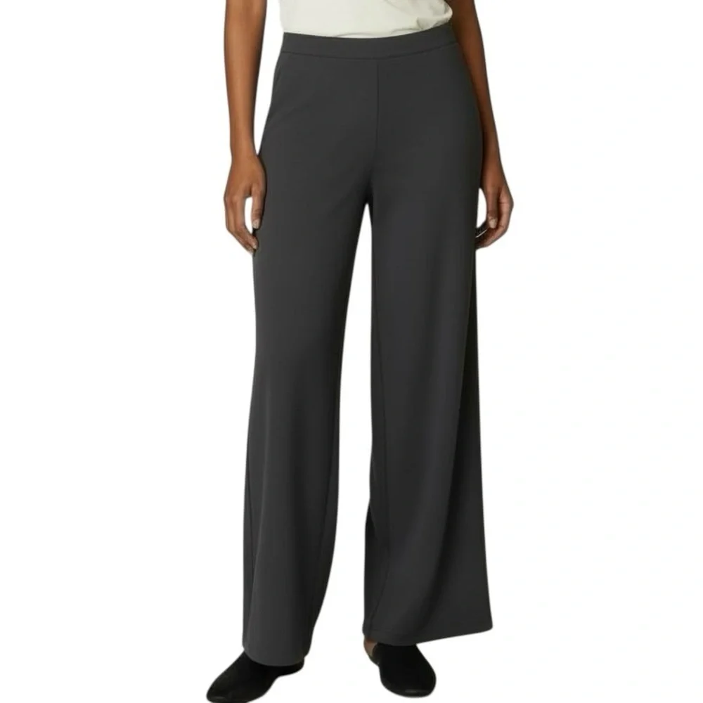 Spanx Wide leg pants Charcoal gray Pull on Faux fly Women’s S Stretchy Comfort